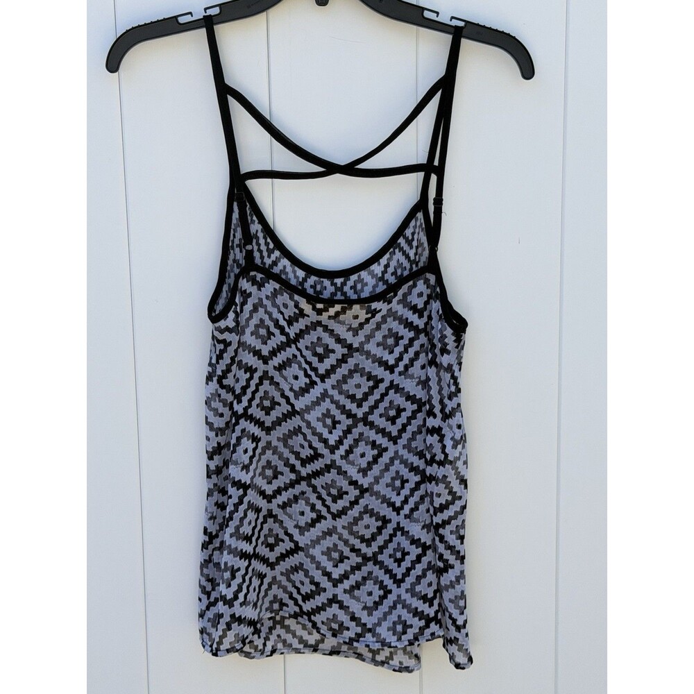 Princess Vera Wang Cami Tank Top Size Large Straps Black White Sheer